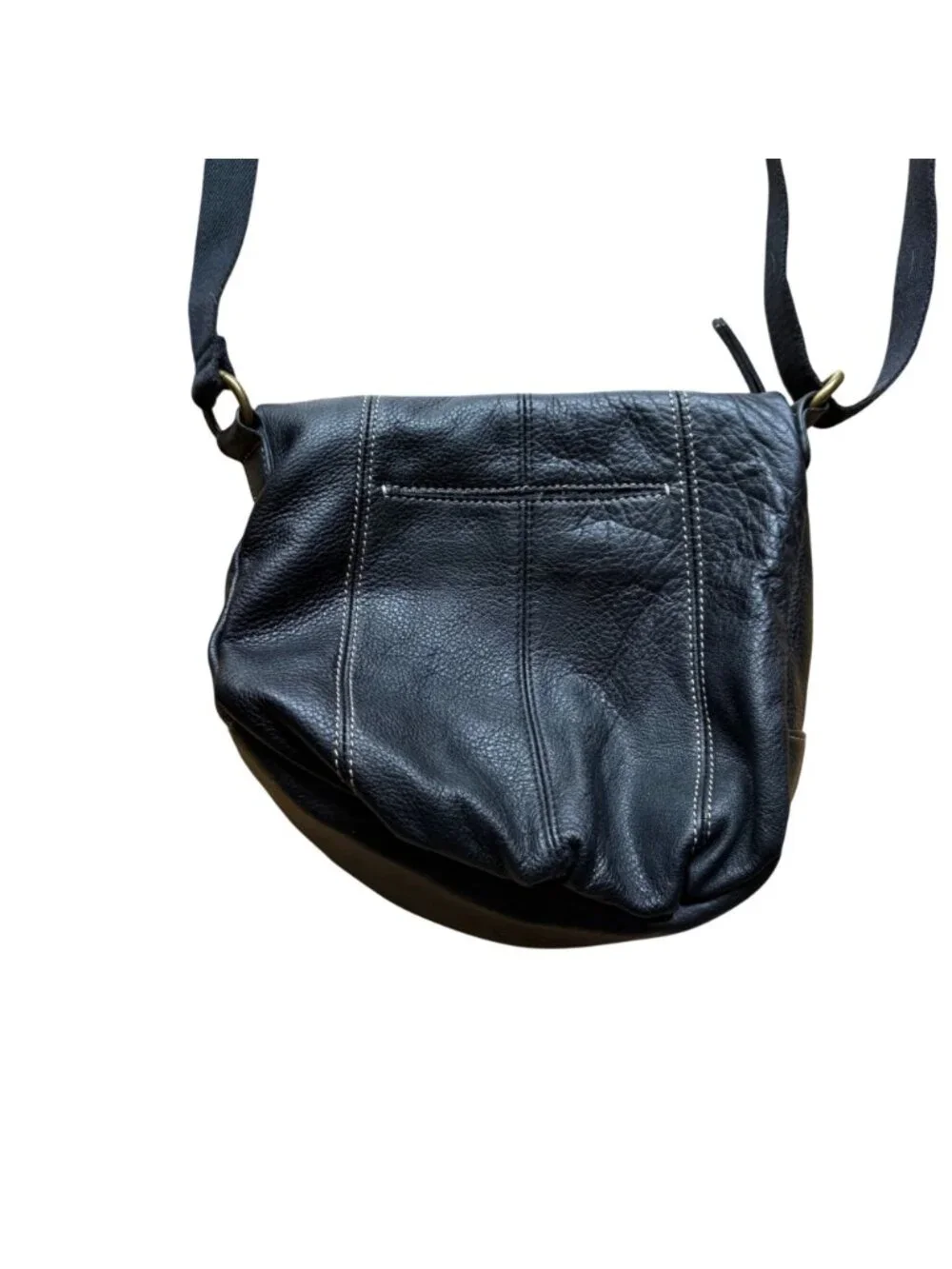 The Sak Deena Women's Crossbody Bag Black Pebbled Leather Flap Messenger Purse